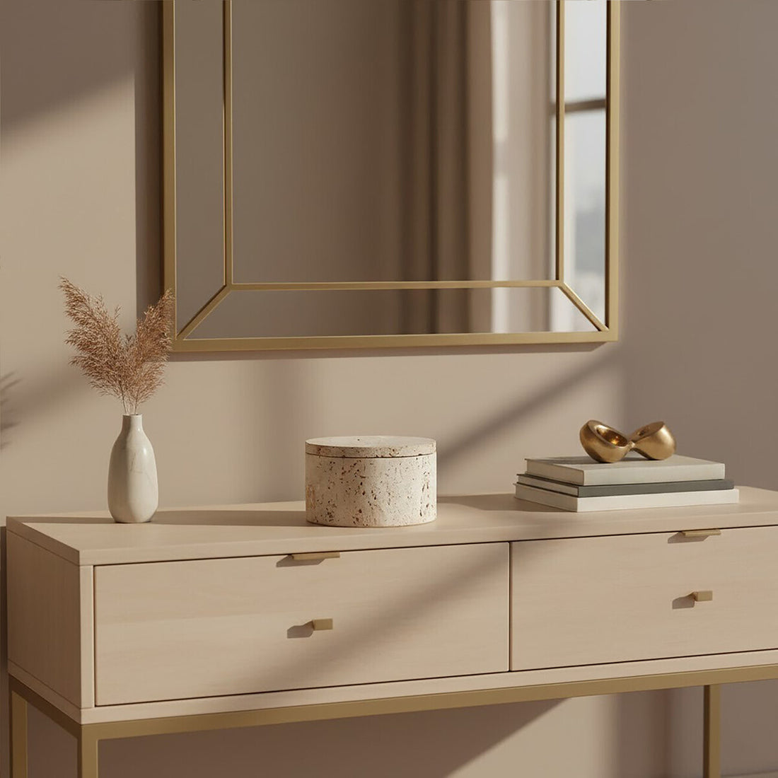 Tibor Travertine Round Trinket Box