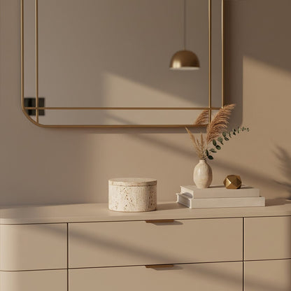 Tibor Travertine Round Trinket Box