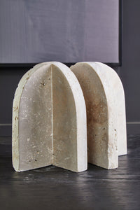Travertine Set of 2 Arched Bookends | Tibor