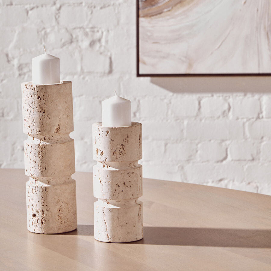 Tibor Travertine Large Candle Holder