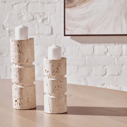 Tibor Travertine Large Candle Holder