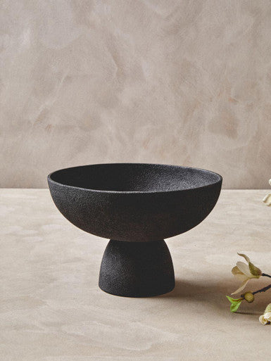 Deriva Large Textured Black Pedestal Bowl