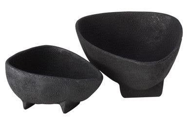 Deriva Set Of Two Textured Black Bowls