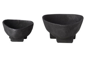 Deriva Set Of Two Textured Black Bowls