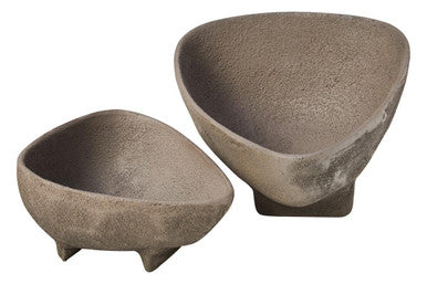 Deriva Set Of 2 Textured Grey Bowls