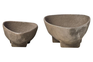 Deriva Set Of 2 Textured Grey Bowls