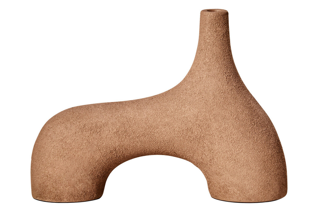 Brown textured vase on a white background