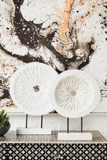 Fidel Small Distressed White Mango Wood Sculpture