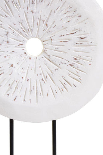 Fidel Small Distressed White Mango Wood Sculpture