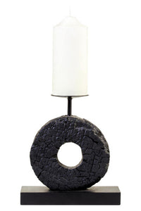 Fidel Small Charred Black Mango Wood Log Candle Holder