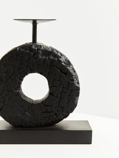 Fidel Small Charred Black Mango Wood Log Candle Holder - Image 11