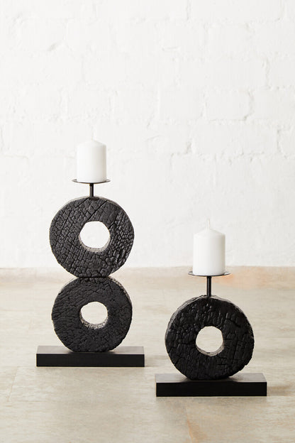 Fidel Small Charred Black Mango Wood Log Candle Holder - Image 4