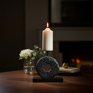 Small Charred Black Mango Wood Log Candle Holder | Fidel