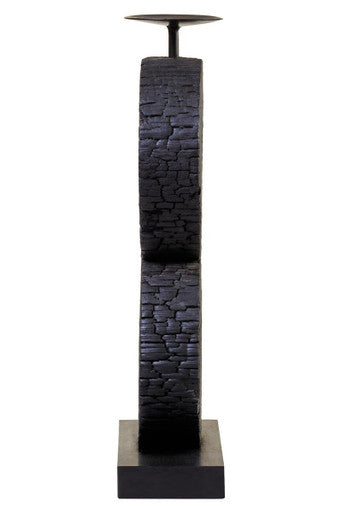 Fidel Large Charred Black Mango Wood Log Candle Holder