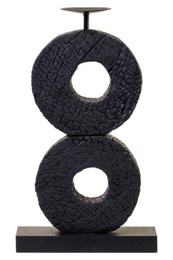 Fidel Large Charred Black Mango Wood Log Candle Holder