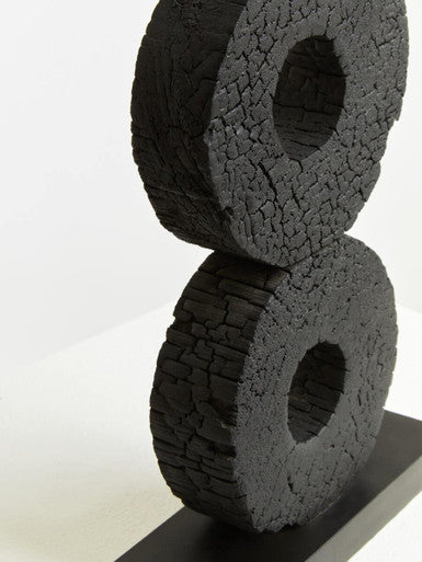 Fidel Large Charred Black Mango Wood Log Candle Holder