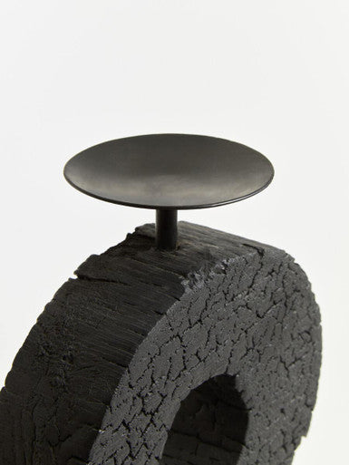 Fidel Large Charred Black Mango Wood Log Candle Holder