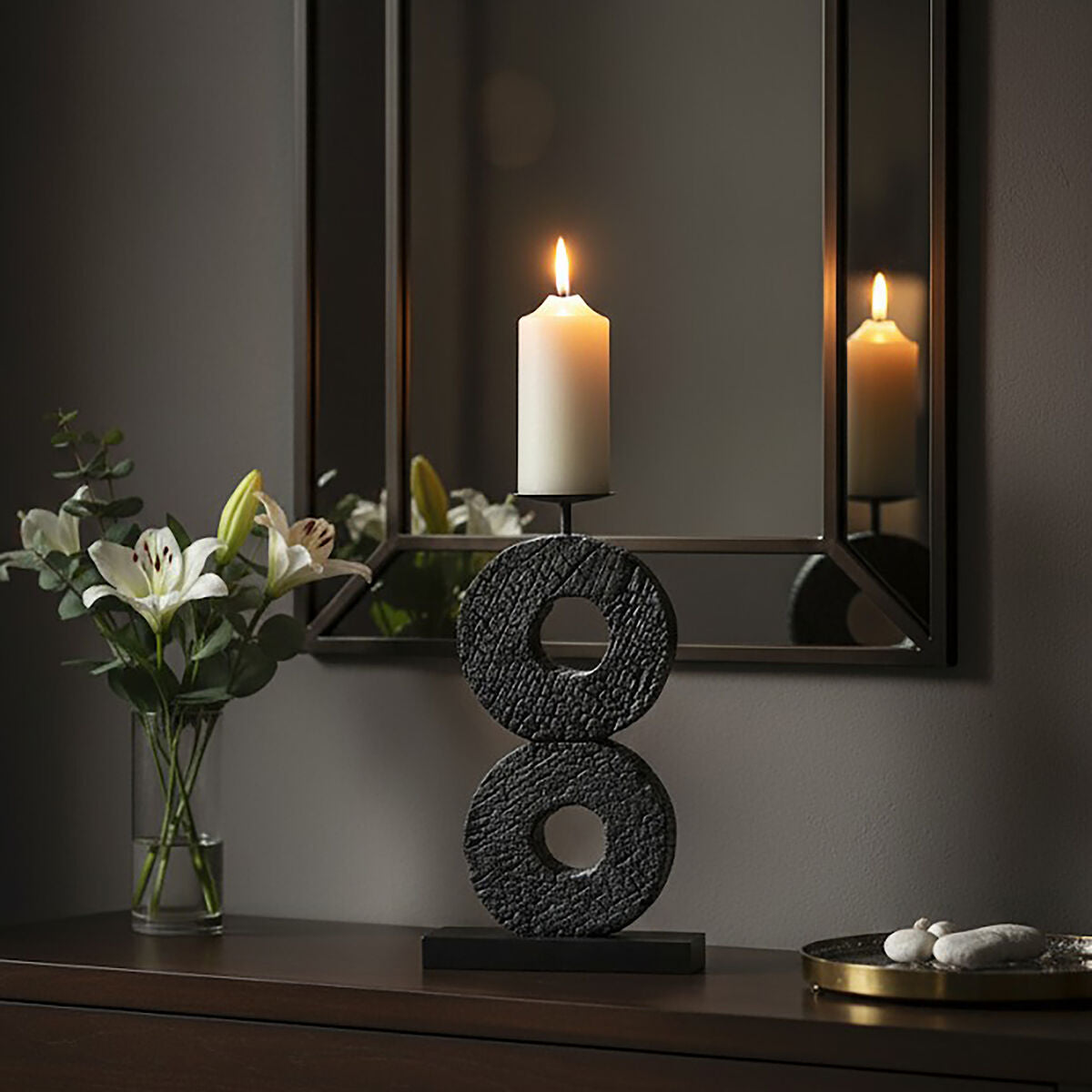 Fidel Large Charred Black Mango Wood Log Candle Holder - Image 2