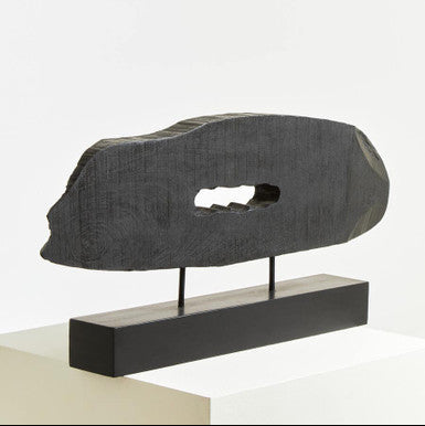 Fidel Rustic Black Horizontal Mango Wood Slice Sculpture