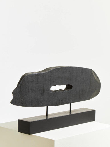 Fidel Rustic Black Horizontal Mango Wood Slice Sculpture