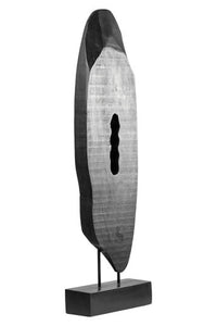 Fidel Rustic Black Vertical Mango Wood Slice Sculpture