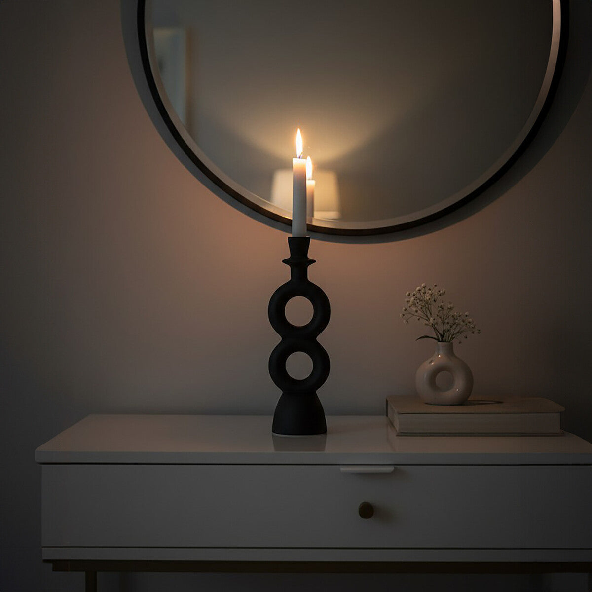 Hapax Large Black Candle Holder