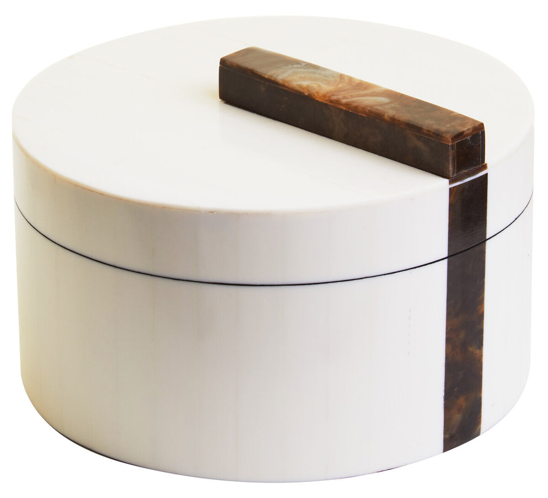 Decio Cream And Brown Large Round Box