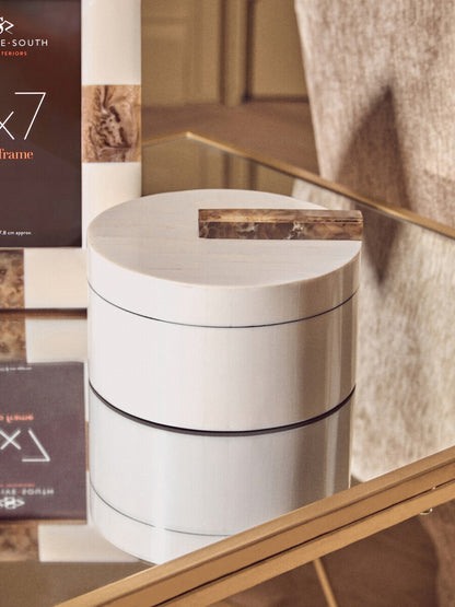 Decio Cream And Brown Large Round Box