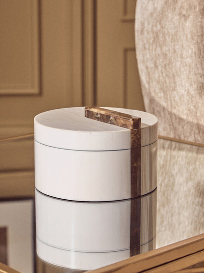 Decio Cream And Brown Large Round Box