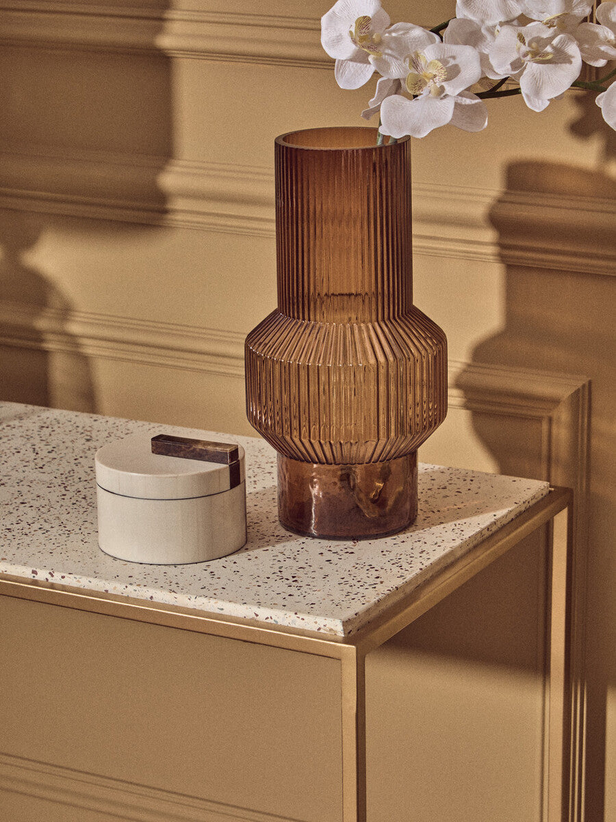 Decio Cream And Brown Large Round Box