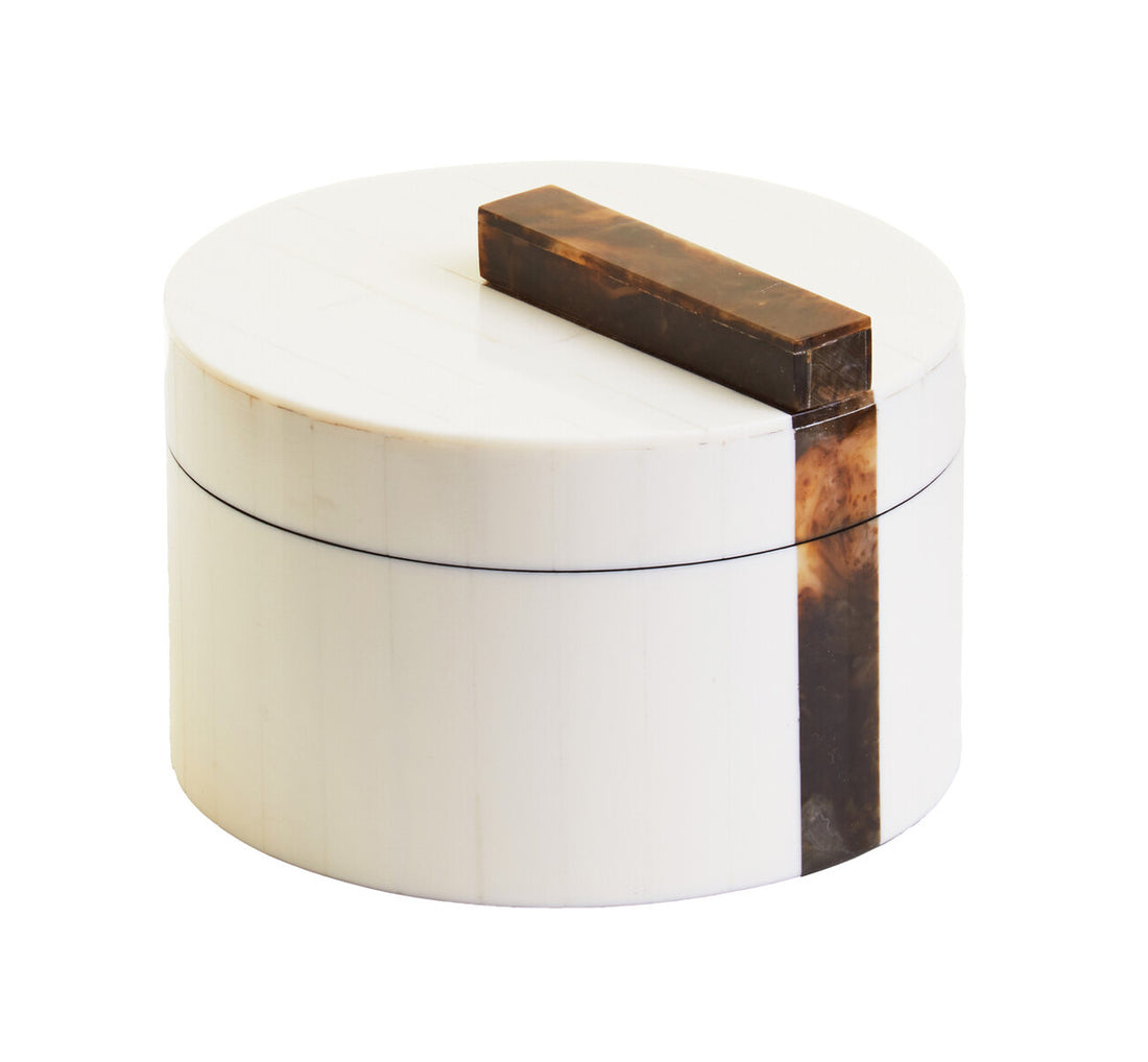 Decio Cream And Brown Small Round Box