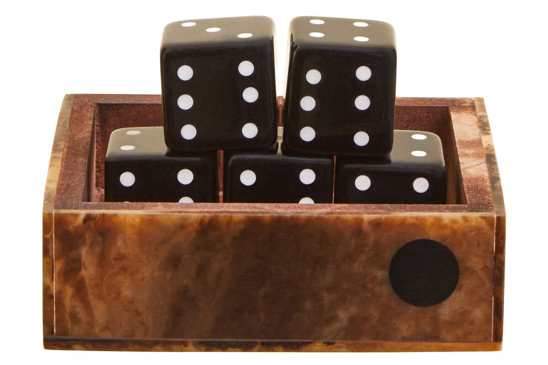 Churchill Games Brown And Black Finish Dice Box With Five Dice - Image 6