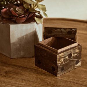 Brown and Black Finish Dice Box with Five Dice | Churchill Games