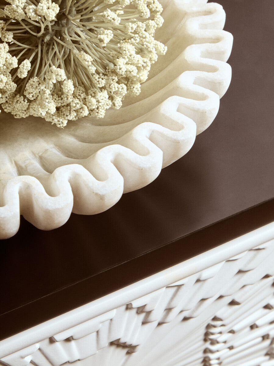 Savio Small White Fluted Marble Bowl - Image 3