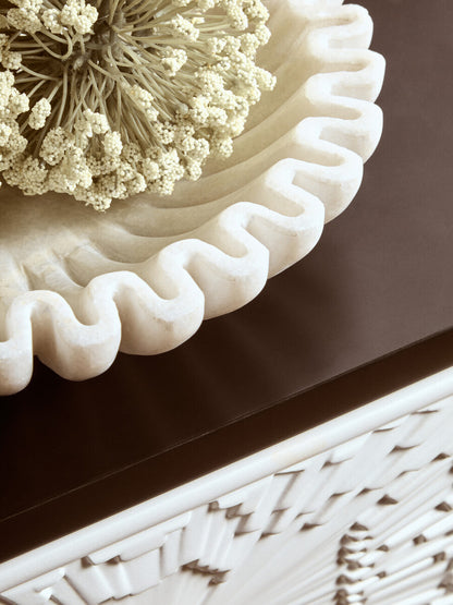 Savio Small White Fluted Marble Bowl