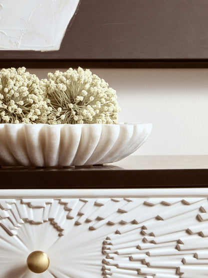 Savio Small White Fluted Marble Bowl