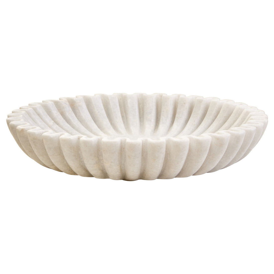 Savio Large White Fluted Marble Bowl