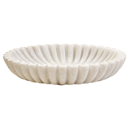 Savio Large White Fluted Marble Bowl