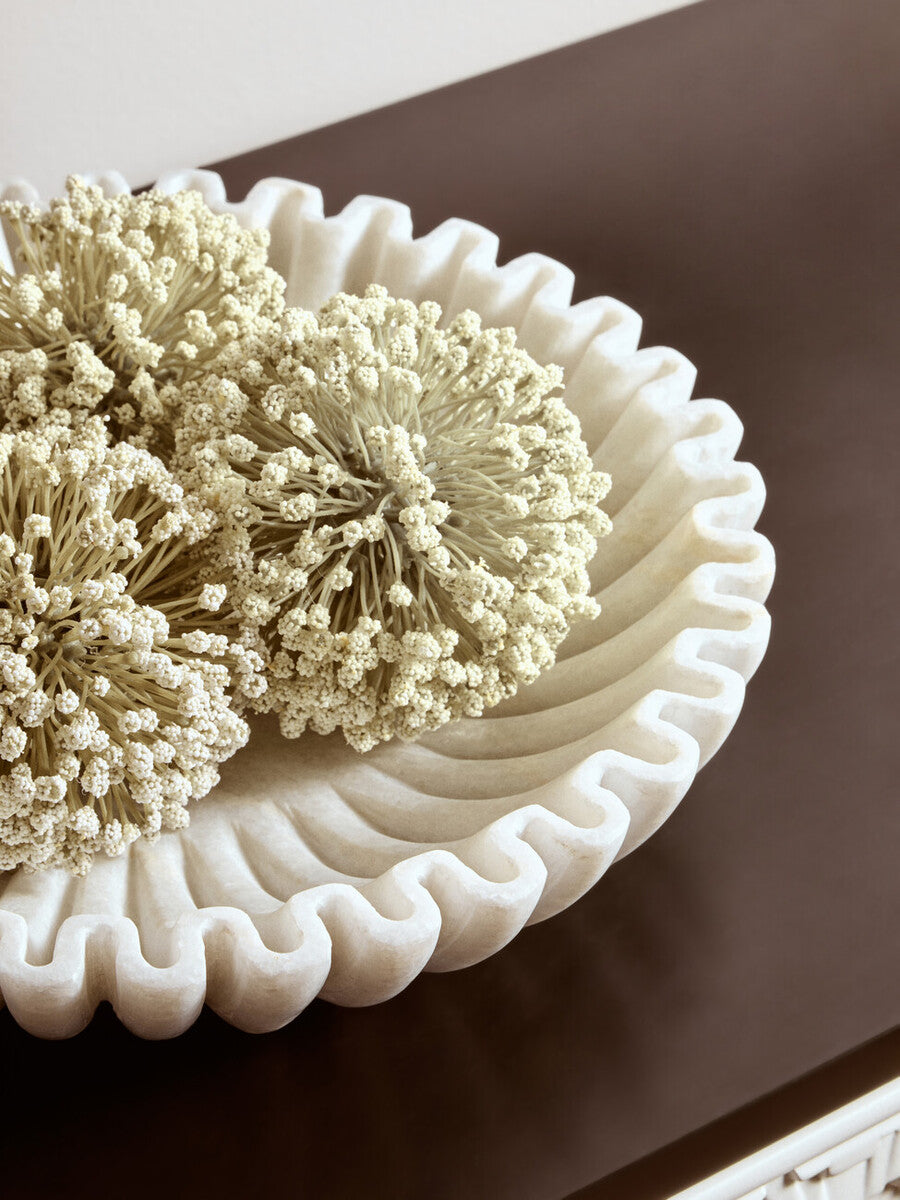 Savio Large White Fluted Marble Bowl - Image 4