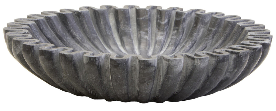 Savio Small Grey Fluted Marble Bowl