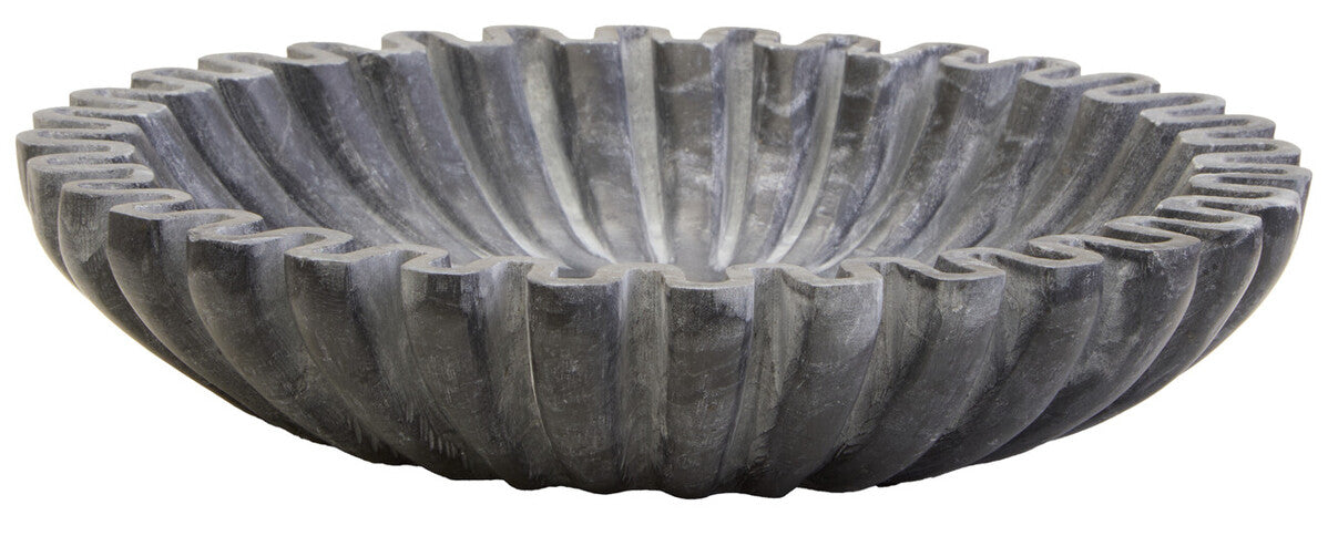 Savio Small Grey Fluted Marble Bowl
