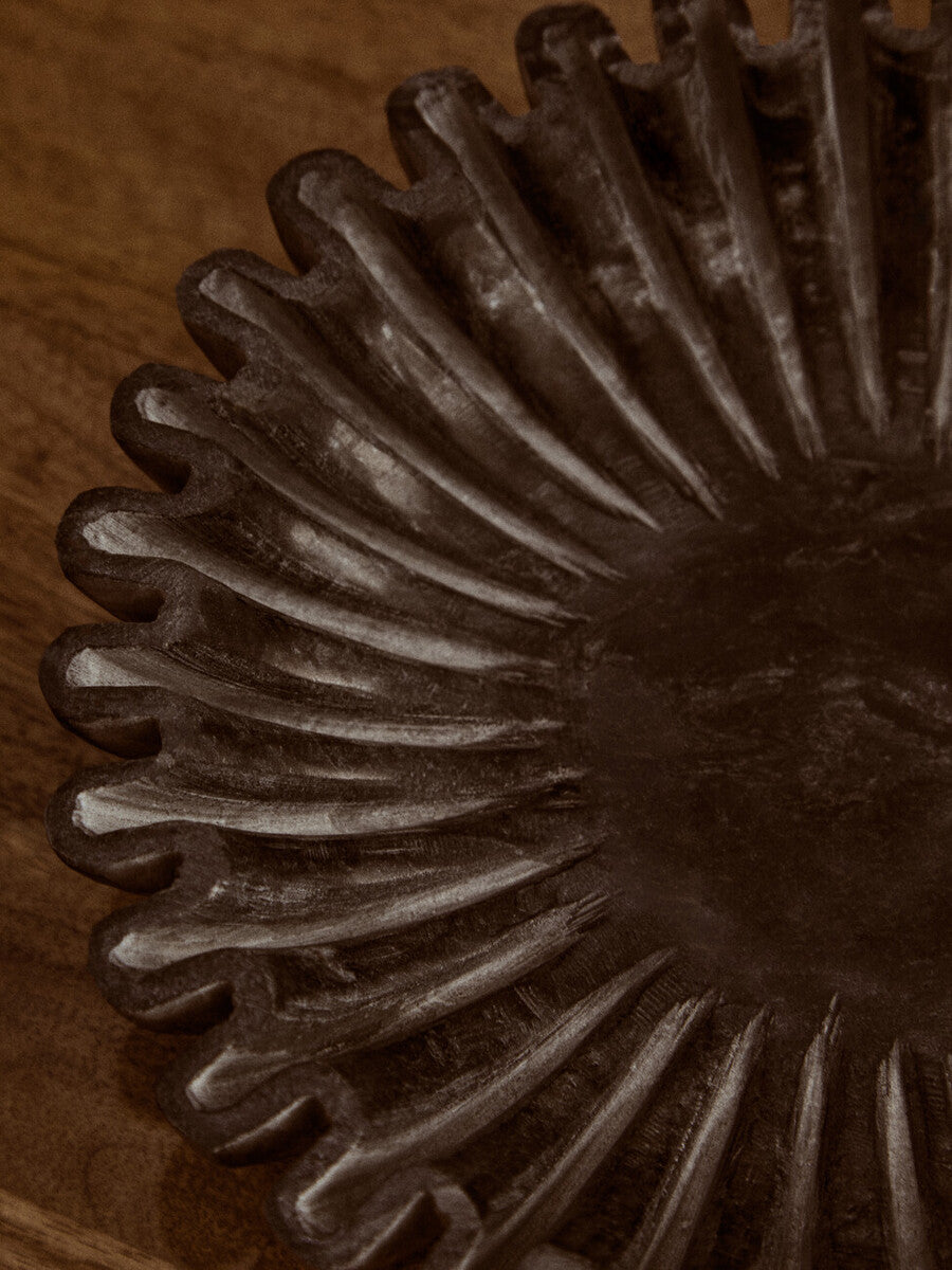 Savio Small Grey Fluted Marble Bowl