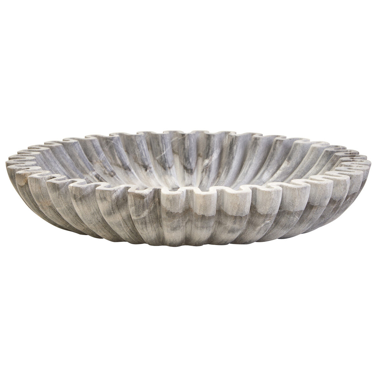 Savio Large Grey Fluted Marble Bowl