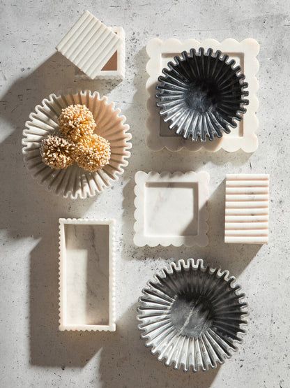 Savio Large Grey Fluted Marble Bowl