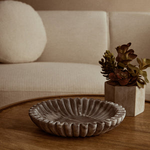 Savio Large Grey Fluted Marble Bowl