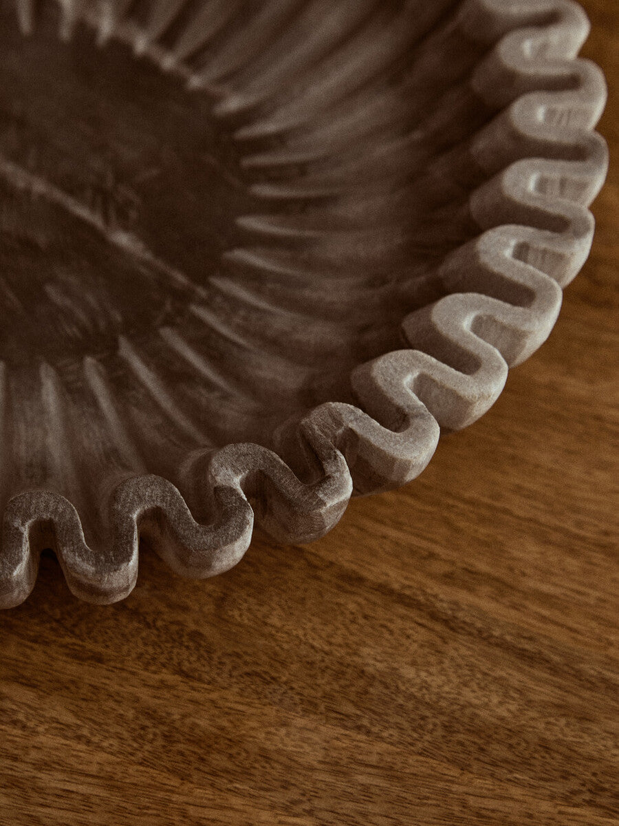 Savio Large Grey Fluted Marble Bowl - Image 4