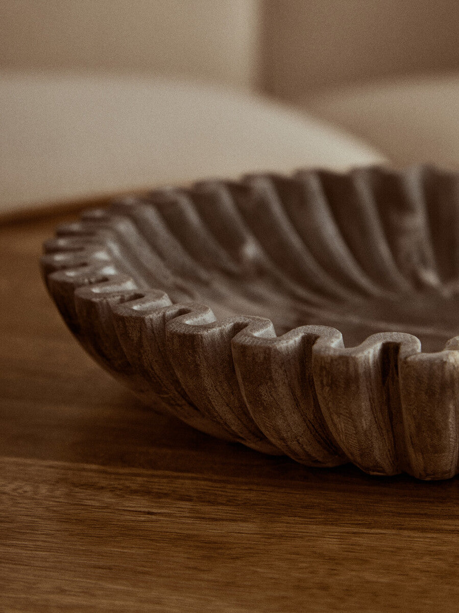 Savio Large Grey Fluted Marble Bowl - Image 5