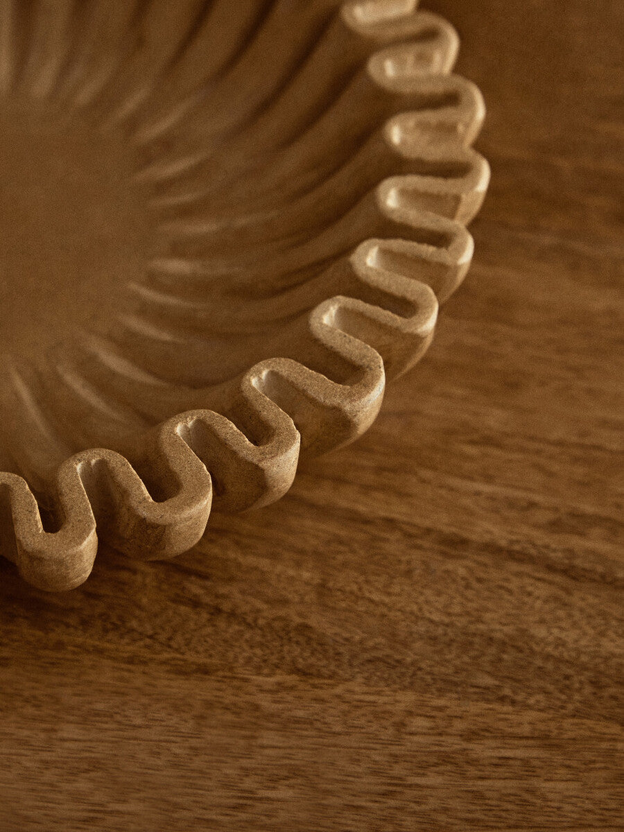 Savio Small Ochre Fluted Marble Bowl