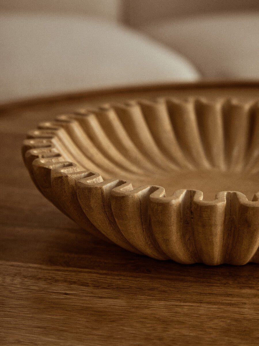 Savio Small Ochre Fluted Marble Bowl