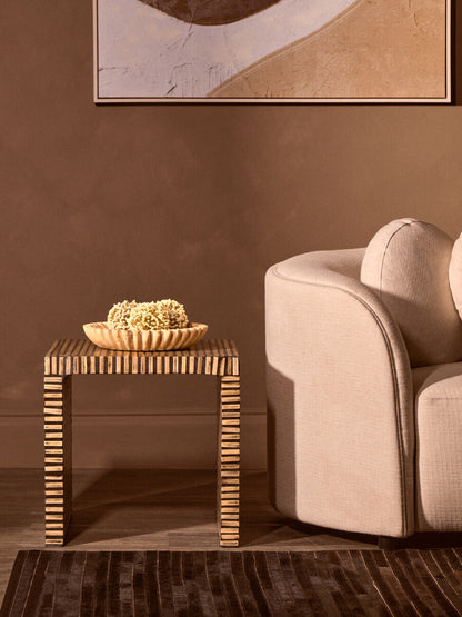 Savio Large Ochre Fluted Marble Bowl